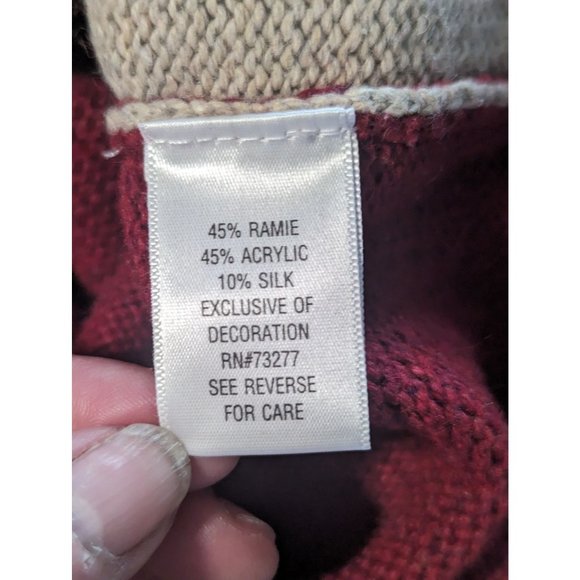 Croft & Barrow Maroon Embroidered Winter Theme Snowman Full Zip Sweater sz XL - Picture 8 of 10